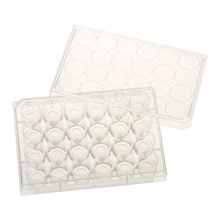Celltreat Scientific Products CELLTREAT 24 Well Tissue Culture Plate with Lid, 10mm Glass Bottom, Individual, Sterile, 5/PK 229125